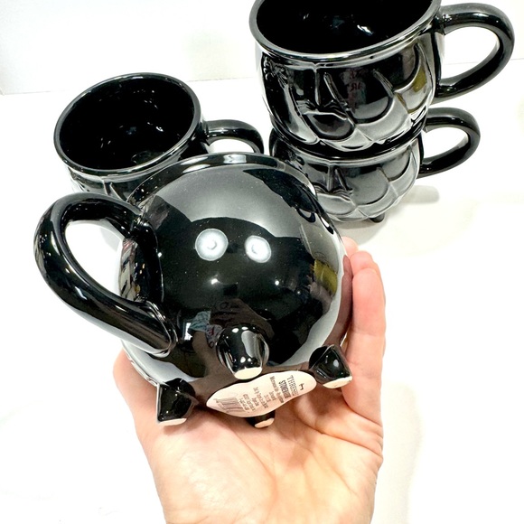 *NEW* THRESHOLD SPIDER BLACK CAULDRON COFFEE MUGS SET OF 4 - Picture 7 of 11